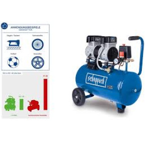 Csendes 2 hengeres Kompresszor -24 l | 1100W | 8 bar | 66 dB (A) halk | Olajmentes és alacsony karbantartási igény | Szívóteljesítmény 162 l/perc | Csendes kompresszor